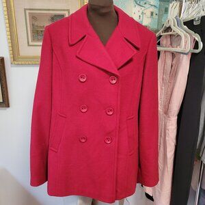 Vintage Bright Red Fisherman's Jacket/Pea Coat from Mackintosh 100% Wool